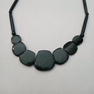 Vintage Bone Necklace From Nepal Dark Green In Color